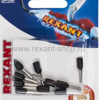Наконечник штыревой втулочный изолированный  F-8мм 1.5мм черный 10шт Rexant