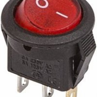 Выключатель Rexant вкл-выкл  3А круг красный (10)