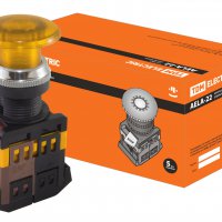 Кнопка TDM AELA-22 Гриб 1з+1p подсветка 220В жёлтый (10)