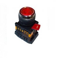 Кнопка IEK ABLFS-22 1з+1p 220В подсветка красный (10)