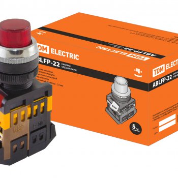 Кнопка TDM ABLFP-22 d22мм 1з+1р 230В подсветка красный (10)
