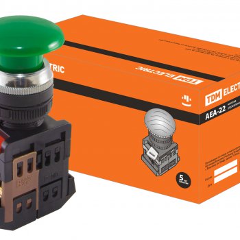 Кнопка TDM AEA-22 Гриб 1з+1p 220В зелёный (10)