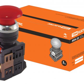 Кнопка TDM AEA-22 Гриб 1з+1p 220В красный (10)