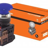 Кнопка TDM AEA-22 Гриб 1з+1p 220В синий (10)