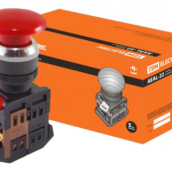 Кнопка TDM AEAL-22 Гриб 1з+1р фиксируемая 220В красный (10)