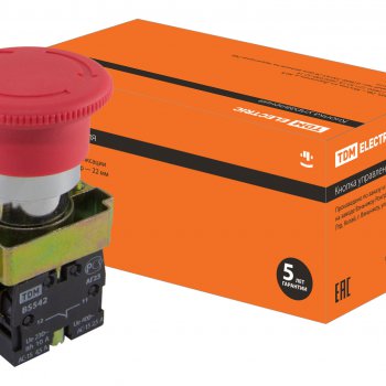 Кнопка TDM BS542 Гриб фиксируемая поворотная красный (8)