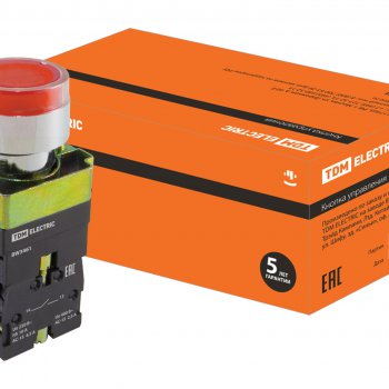 Кнопка TDM BW3461 1з подсветка красный (10)