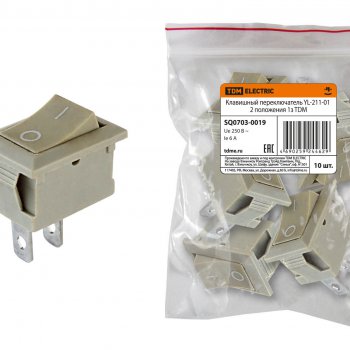 Выключатель TDM YL-211-01 1з вкл-выкл серый (10)