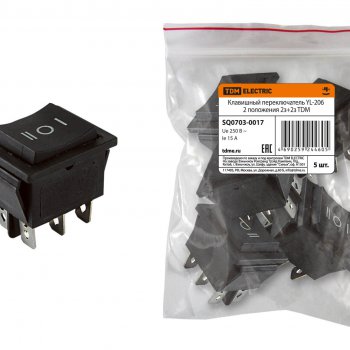 Выключатель TDM YL-206 2з+2з вкл-выкл-вкл чёрный (5)