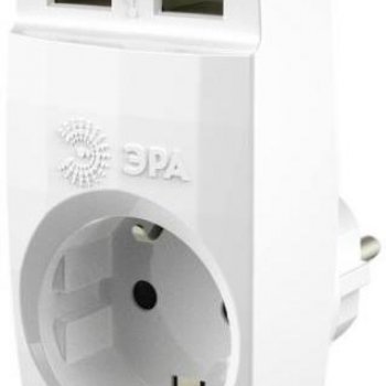 Адаптер Эра Polynom 1гн*220V + 2*USB 2100mA с/з