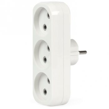 Тройник Smartbuy 10А б/з плоский белый (100)