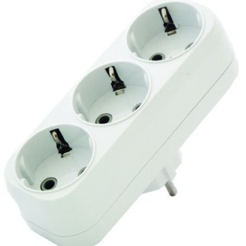 Тройник Универсал 16А с/з плоский белый (50)