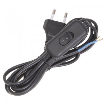 Шнур с переключателем-бра IEK 2м черный (100)