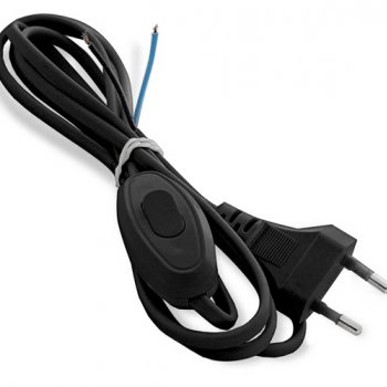 Шнур с переключателем-бра Универсал 1.7м черный (100)