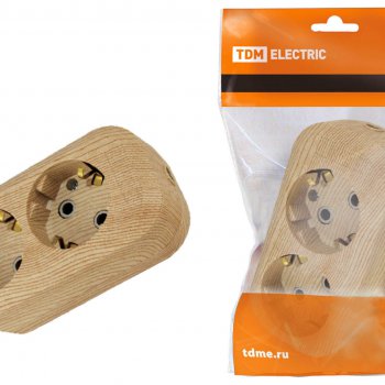 Колодка TDM 2гн 16А с заземлением сосна (20)