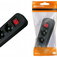 Колодка TDM 3гн 16А с заземлением выключатель чёрный (15)