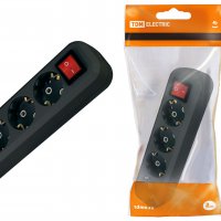 Колодка TDM 4гн 16А с заземлением выключатель чёрный (12)