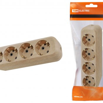 Колодка TDM 4гн 16А с заземлением сосна (15)