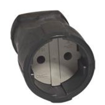 Штепсельное гнездо Универсал 10А без заземления чёрный ПВХ (15)