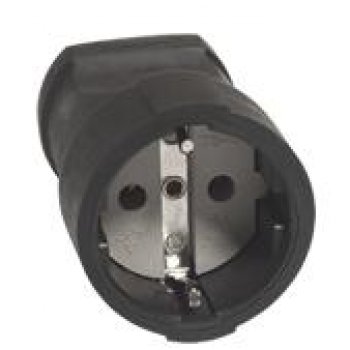 Штепсельное гнездо Универсал 16А с заземлением чёрный ПВХ (15)