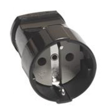 Штепсельное гнездо Универсал 16А с заземлением чёрный (20)