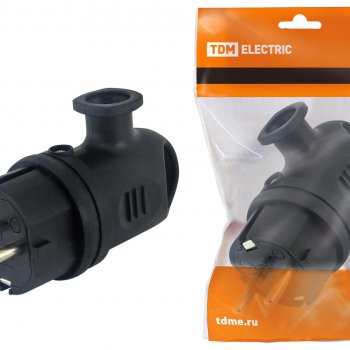 Вилка каучук TDM угловая с заземлением IP44 16А (24/240)