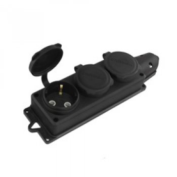 Колодка каучук Универсал 3гнезда с заземлением 16А Компакт (30)