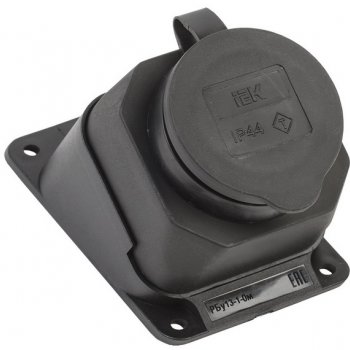 Розетка каучук IEK угловая 1гнездо IP44 РБу13-1-0м Омега (30)
