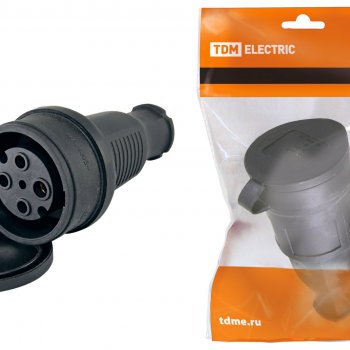 Штепсельное гнездо каучук TDM 3Р+РЕ IP44 32А (10)