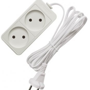 Удлинитель 2гнезда  3м без заземления ШВВП 1300Вт 2x0.75мм² Союз (60)