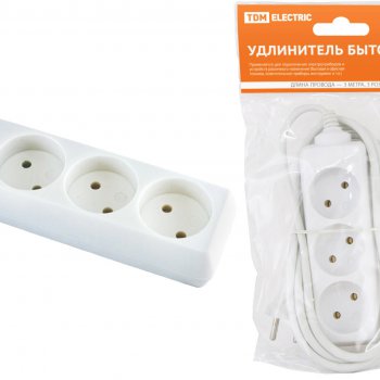 Удлинитель 3гнезда  3м без заземления ПВС 1300Вт 2x0.75мм² TDM (20)