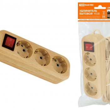 Удлинитель 3гнезда  5м с заземлением выключатель ПВС 3500Вт 3x1мм² TDM Сосна У03В (10)