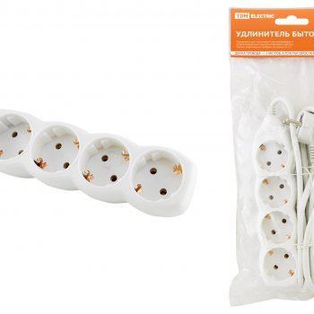 Удлинитель 4гнезда  5м с заземлением ПВС 3500Вт 3x1мм² TDM (20)