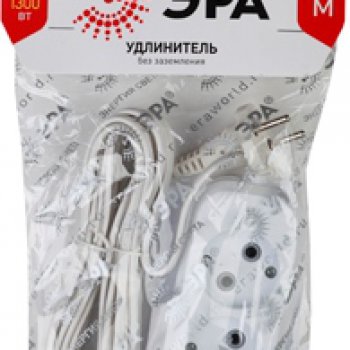 Удлинитель 2гнезда  5м без заземления ШВВП 1300Вт 2x0.75мм² Эра (20)