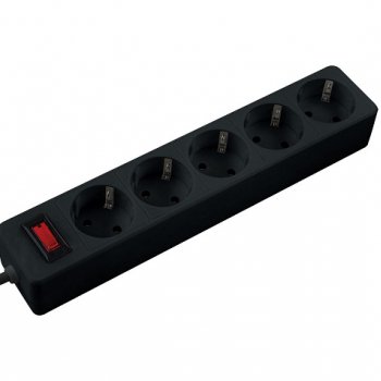 Сетевой фильтр Космос 5гнёзд 5м ПВС 2200Вт 3x0.75мм² черный (20)