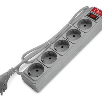 Сетевой фильтр Союз 5гнёзд 1.8м ПВС 2200Вт 3x0.75мм² серый (30)