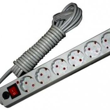 Сетевой фильтр Универсал 6гнёзд  5м ПВС 2200Вт 3x0.75мм² серый (15)
