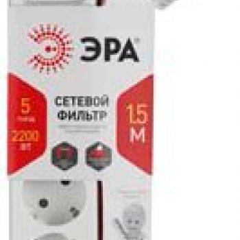 Сетевой фильтр Эра USF 5гнёзд 1.5м 3x0.75мм² белый