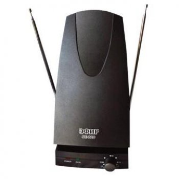 Антенна комнатная активная Эфир SE-220 МВ+ДМВ (усы 0.8м, кабель 1м, регулировка уровня сигнала) черный (1/20)