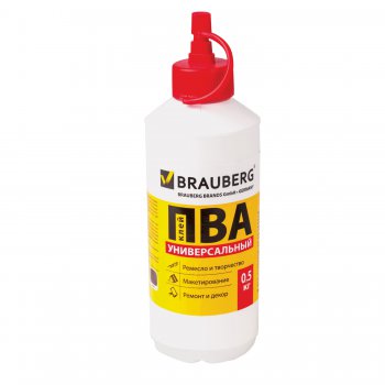 Клей ПВА 0,5кг BRAUBERG универсальный (бумага, картон, дерево) (1/12)