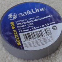 Изолента Safeline 15мм х 10м серо-стальной (10/250)