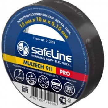 Изолента Safeline 15мм х 10м черный (10/250)*