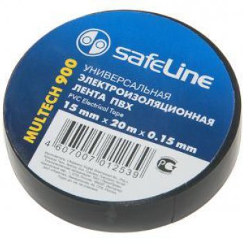 Изолента Safeline 15мм х 20м черный (10/200)*