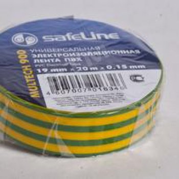Изолента Safeline 19мм х 20м желто-зеленый (10/200)