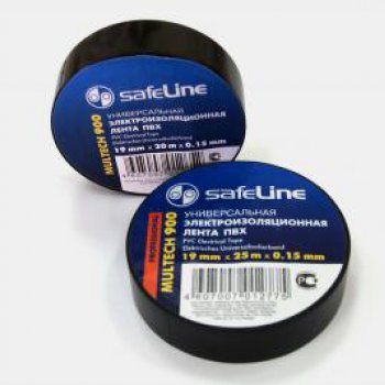 Изолента Safeline 19мм х 25м черный (10/160)*