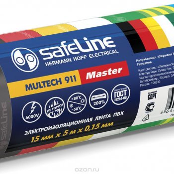 Изолента Safeline Master 15мм х 5м 7цв 7шт (40)