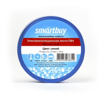 Изолента Smartbuy 15мм х 10м синий (10/500)