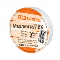 Изолента TDM 15мм х 10м белый (10/350)