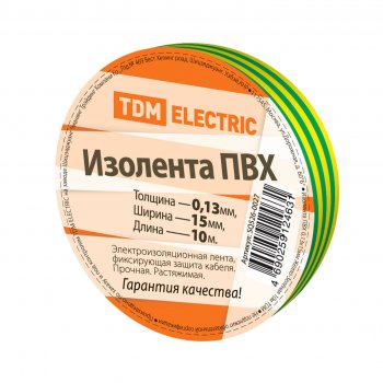 Изолента TDM 15мм х 10м желто-зеленый (10/350)