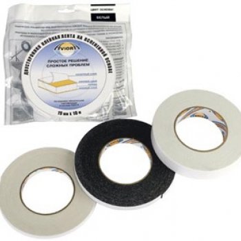 Двусторонняя лента вспененная основа Aviora 9мм х 10м 1хBl белый (180)